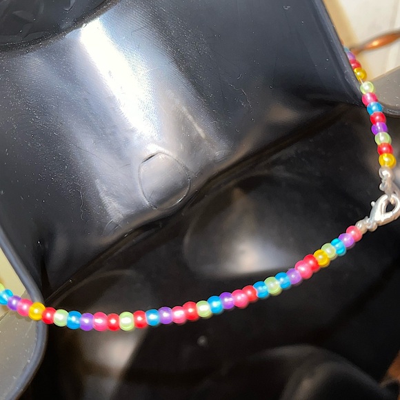 Y2K Multicolored Beaded Necklace With Purple Heart Pendant - Picture 8 of 8